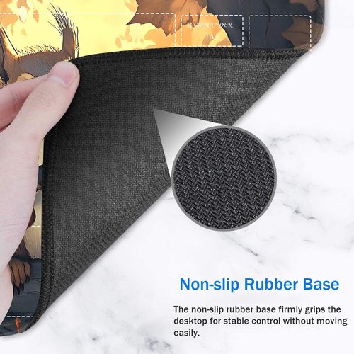 Yuxcfhjfe for TCG Playmat with Zones, 24 x 14 inches Card Playmat with A Storage Bag and 6 Dice,Trading Card Game Mat, Non-Lip Rubber Bottom for MTG Playmat, Squirrel with Knife