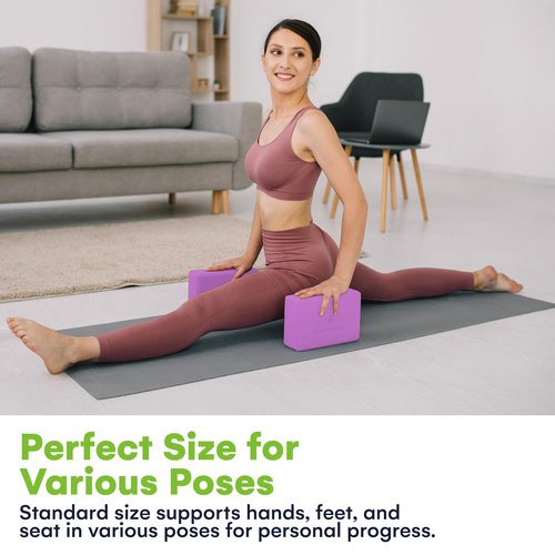 SteadyDoggie Yoga Blocks - Yoga Mat and Blocks Set - Lightweight Yoga Blocks Foam - Non-Slip Surface Exercise Block - Durable Yoga Foam Material - Purple Blocks - Pack of 2-9.05" x 3.85" x 5.91"