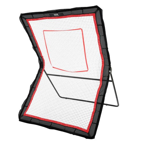 VEVOR Lacrosse Rebounder, Heavy-Duty 5 x 7 ft Volleyball Bounce Back Net for Backyard, Pitchback Throwback Baseball Softball Return Training Screen, Adjustable Rebound Angles Includes Target Net