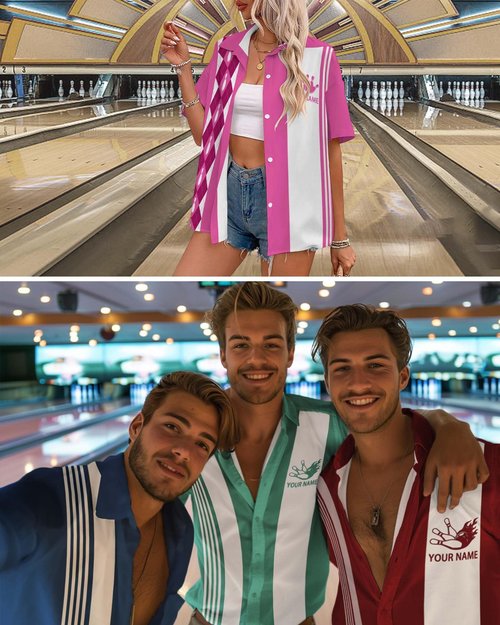 Custom Bowling Shirt for Men Women Personalized Name Bowling Jersey Casual Hawaiian Shirts Customized Retro Polo, S31