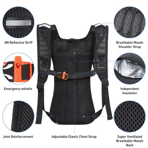 Rave Hydration Pack, Hydration Backpack with 2L Hydration Bladder, Festival Essential Water Backpack for Hiking, Running, Cycling, and Music Festivals