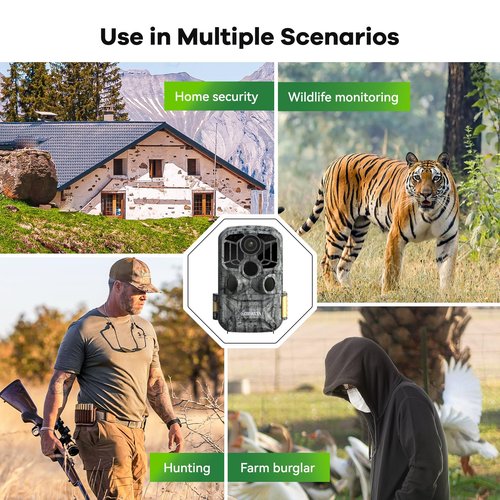 DEATTI Trail Camera 48MP 4K Game Camera with 8 Batteries 32GB SD Card,WiFi Bluetooth Connection,Trail Cameras with Night Vision Motion Activated Waterproof for Wildlife Deer Outdoor 0.1s Trigger Time