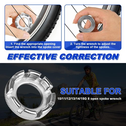 ptiysta Bicycle Spoke Wrench Tool, Hardened Steel 6-in-1 Spoke Rim Tool for Adjusting and Repairing Bicycle Wheel Tension