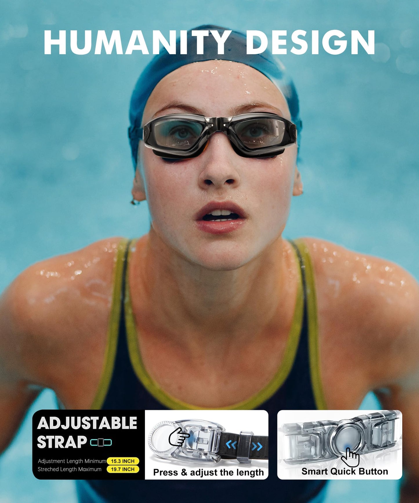 NSSIW Swim-Goggles-Adult-Women Goggles Swimming Men: Anti Fog Pool Goggles with UV400 and No Leak 2 Pack