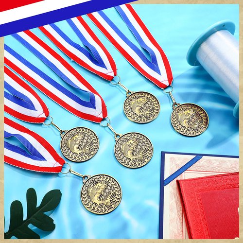 Remuuly 30 Pcs Award Medals Bulk 2'' Gold Trophy Award Winner Metal First Place with Neck Ribbons Award Prize Gift for Tournaments Match Sports Competition Teams Adult (Fishing)
