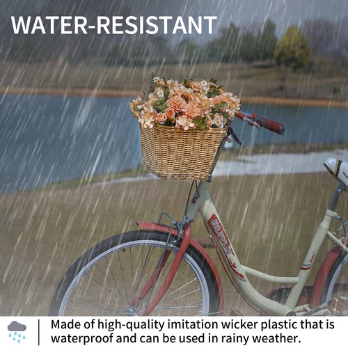 GRANNY SAYS Bike Basket, Wicker Basket for Bike, Hand-Woven Bicycle Basket, Detachable Wicker Front Handlebar Bike Basket