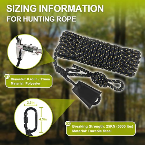 VONLX Hunting Safety Rope 30 Feet, Treestand Lifeline Rope Reflective Safety Lifeline for Hunters Climbing Tree Stand, Hanging Ladder Stands, Provides Fall Protection When Hunting from Stand