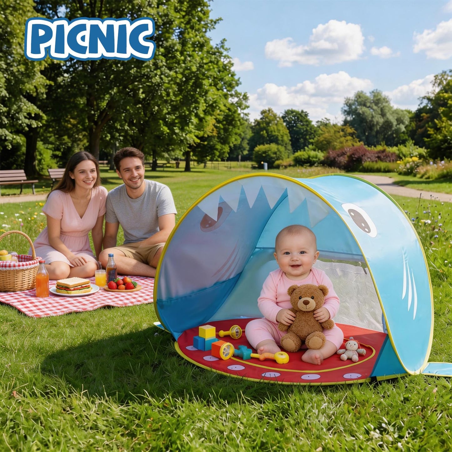 Elfzone Baby Beach Tent Pop Up Sun Shade Portable UV Shelter Shark