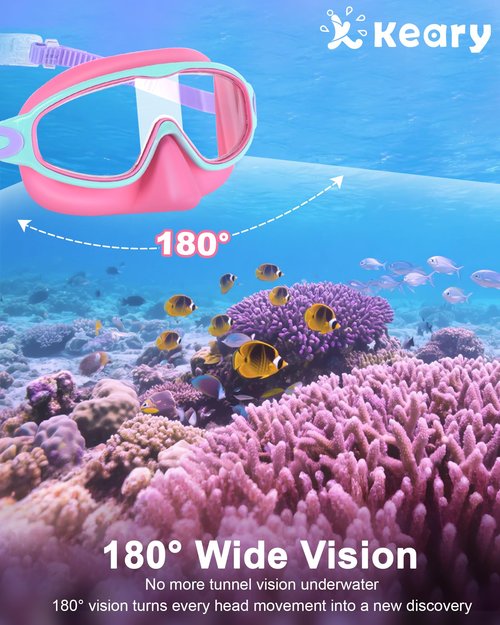 Keary Kids Swim Goggles with Nose Cover Swimming Goggles for Kids 6-14 8-12 Age 4-7 3-6 Toddler Boys Girl Youth Child Snorkel Mask Anti Fog Diving Masks Pool Water Glasses Round Frame Leakproof