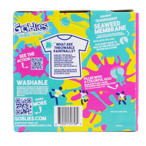 Goblies Throwable Paintballs, 180 Count, Pink and Teal, Kids Summer Fun Activities