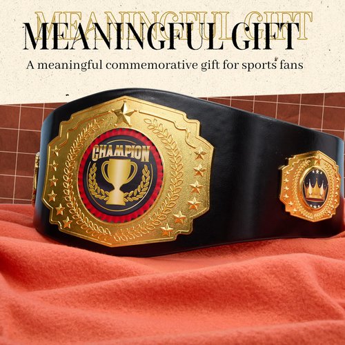 Wiwiqing 51 Inch Championship Belt Adult Large Champion Trophy Belt Leather Wrestling Title Belts for Heavy Award, Sports, Prizes, and Events Gift(Gold,Trophy Style)