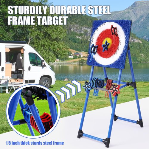 Axe Throwing Game for Backyard - 8 Throwing Axes Set - Deluxe Foldable Plastic Axe Throwing Target Game for Adults Kids, Outdoor Games Carnival Games