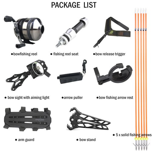 ZSHJGJR Archery Bowfishing Compound Bow Kit, 0-70lbs Adjustable,Ready to Fish Kit with Bowfishing Reel,Bow Fishing Arrows,Right Handed for Adult/Youth Fishing Hunting Target Shooting (Camo)