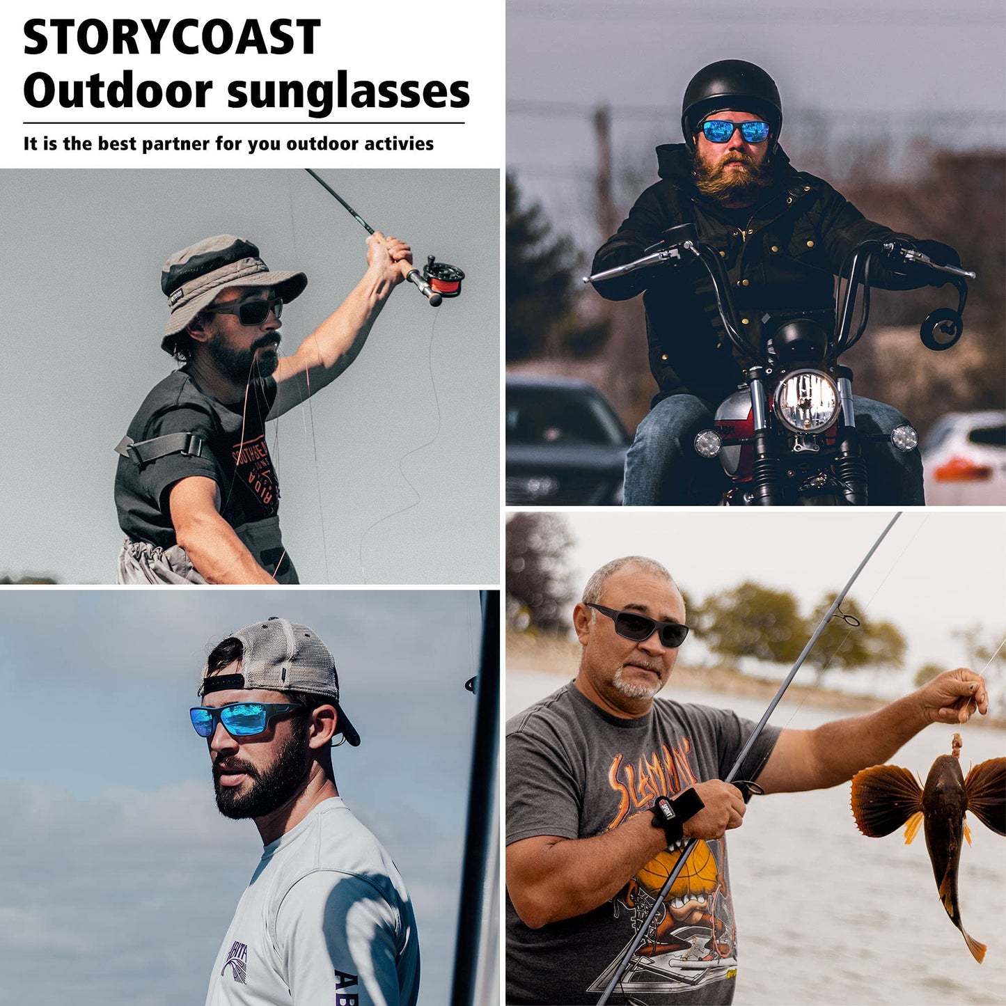 STORYCOAST Polarized Sports Sunglasses for Men Women Unbreakable Frame Cycling Fishing Driving Matte Clear Gray Frame-Blue Mirror Lens
