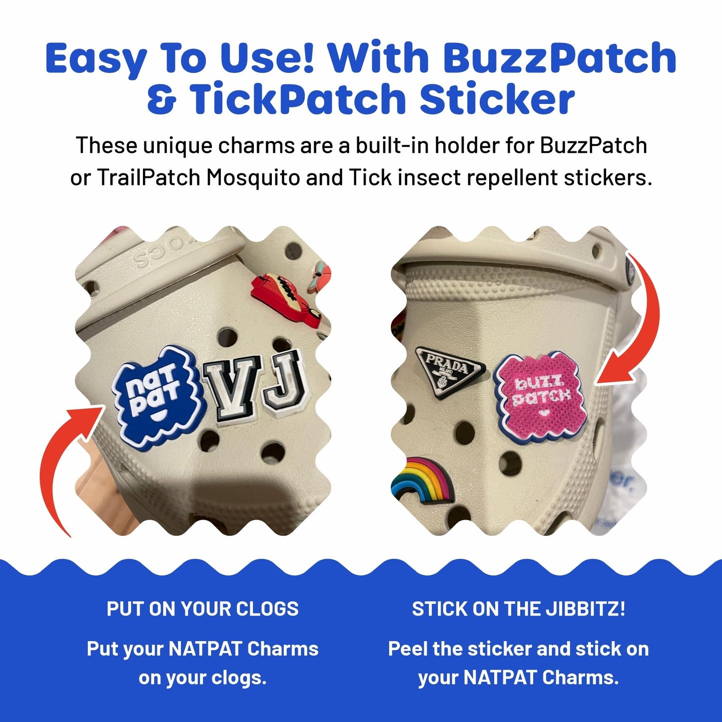 NATPAT Shoes Charms, Sticker Holders for BuzzPatch, Compatable with Crocs