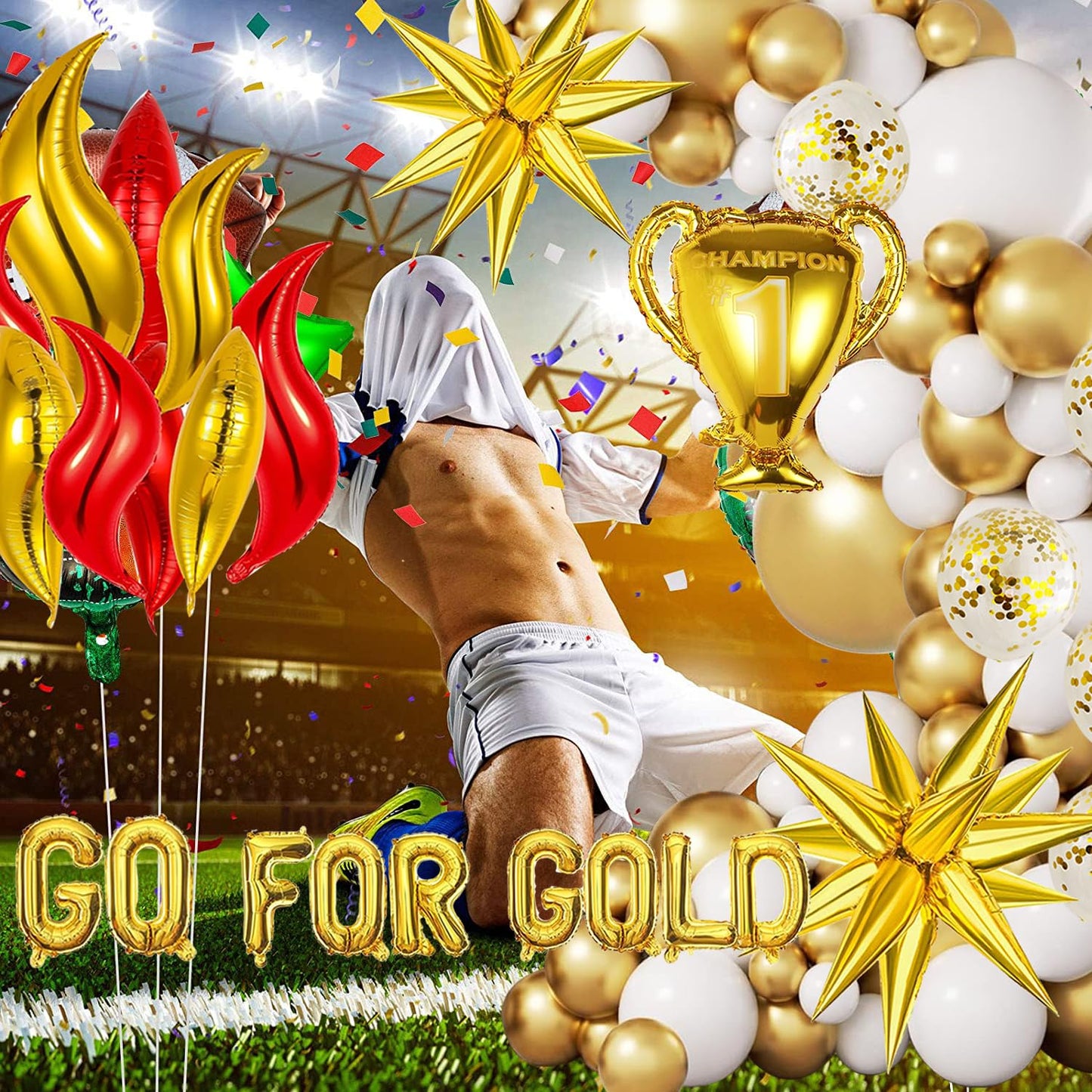 2026 Soccer Party Decorations Kit,World Soccer Party,Champion Foil Balloons,Go For Gold Balloon Party Decor,2026 Soccer Football Party Supplies,2026 Sports Birthday Game Football Party Decorations