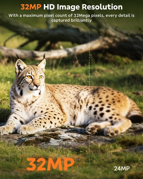 VOOPEAK Trail Camera WiFi, 32MP 1080P Game Camera with 0.1s Trigger Speed - Low Glow IR Night Vision, 130° Wide-Angle, IP66 Waterproof Trail Cam Includes 32GB TF Card Ideal for Wildlife Monitoring