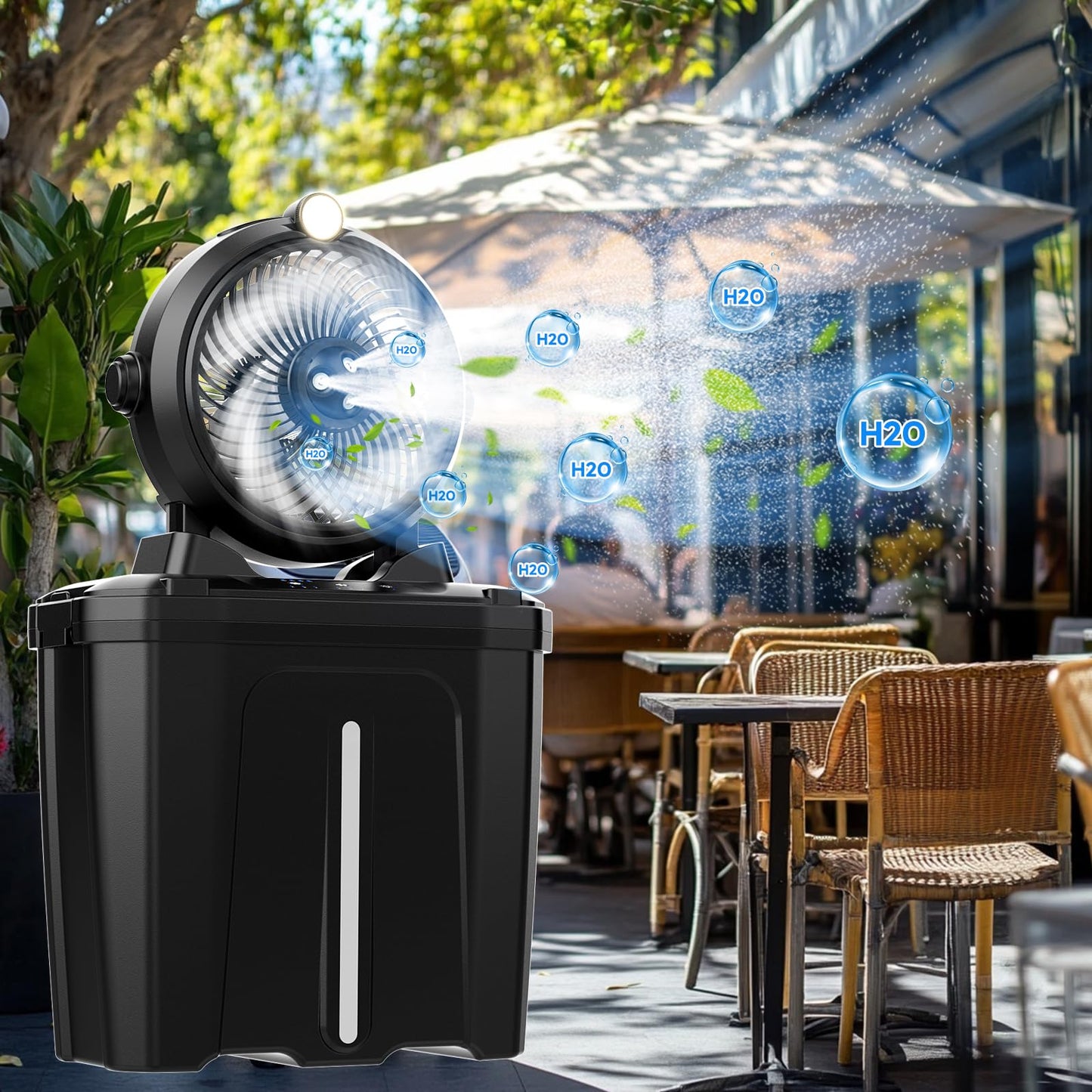 11L Bucket Portable Misting Fan with LED Light, 20000mAh (6.5/12h Working Rechargeable Camping Fan, 3 Strong Winds, 3 Large Spray Outlets,Cooling Mist Fans for Fishing/Travel/Garden Party/Tent