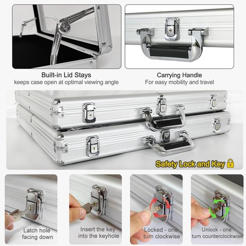 Trade Show Display Case – 34"x22" Large Aluminum Locking Tabletop Showcase for Trading Cards, Sports Cards, TCG, Jewelry – Lightweight & Portable for Exhibitions, Conventions, and Collectibles