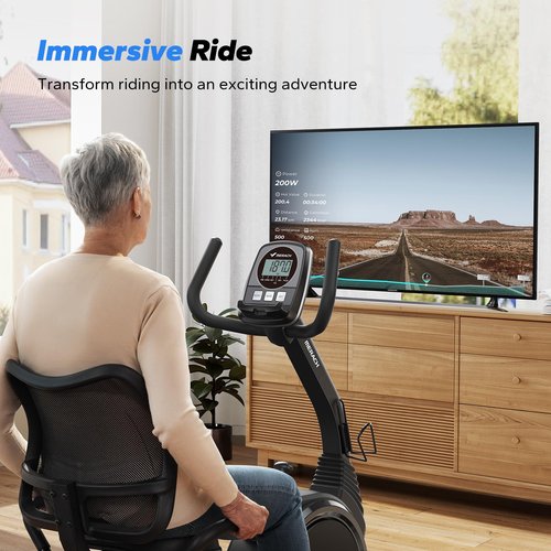 MERACH Recumbent Exercise Bike, High-end Recumbent Bike for Home, Light Commercial Recumbent Bikes for Seniors Adults, Magnetic Recumbent Stationary Bike with Smart Bluetooth and Exclusive App, LCD, Heart Rate Handle