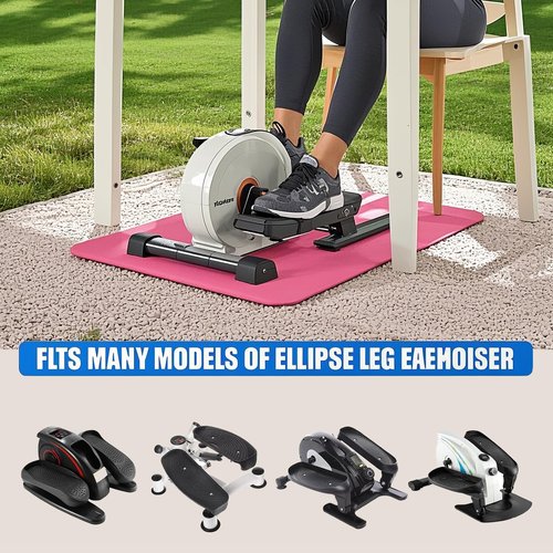 Damsale Non-Slip Workout Mat for Ellipse Leg Exercisers, Ellipse Machine Mat, 6mm Thick Exercise Mat for Under Desk Ellipticals, Electric Seated Foot Pedal Exerciser, Stability&Floor Protection Pink