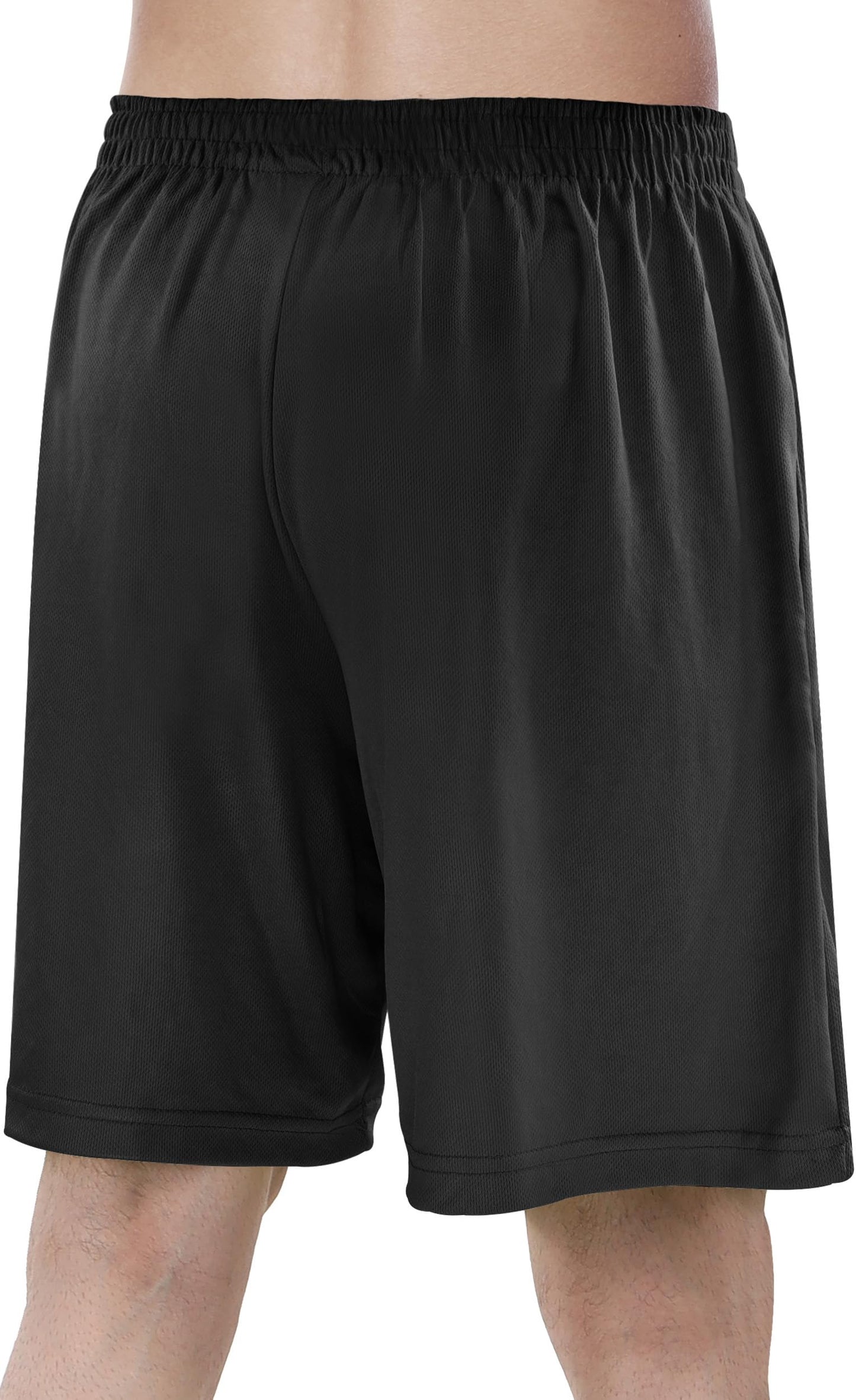 NY Threads Quick Dry Knit Men's Athletic Shorts Loose-Fit Running Gym Shorts for Men, Medium, Black/Black