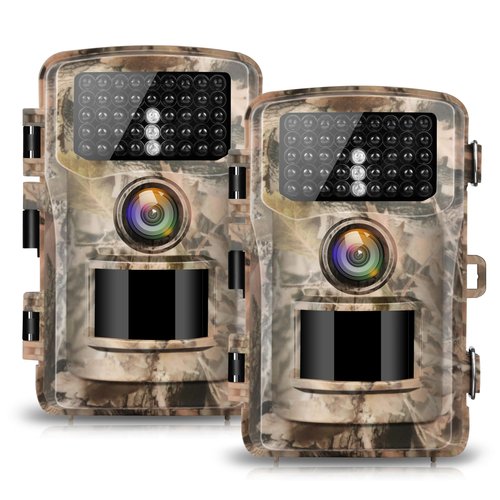 4K Trail Camera, 850nm Night Vision Game Camera with 0.3s Fast Trigger Time, IP56 Waterproof for Wildlife Monitoring, 120° PIR Motion Activated, 2-inch Screen Hunting Cam (2 Pack)