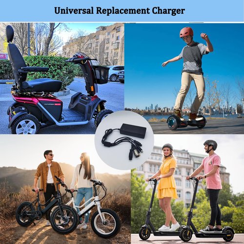 Electric Bike Charger 48V, 54.6V 2A Charger (5 Plugs) Fast Universal for 48V Lithium Battery, Compatible with Ebike, One Wheel, Electric Bicycle, Scooter, Rad Power Bike