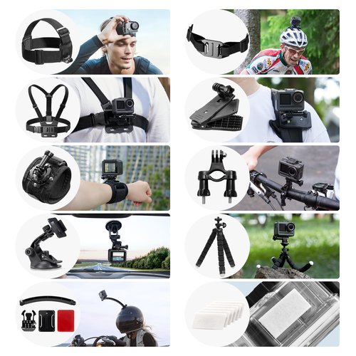 AKASO Outdoor Sports Action Camera Accessories Kit 14 in 1 for AKASO EK7000/ EK7000 Pro/Brave 4/ Brave 7 LE/ V50X/ V50 Pro/ V50 Elite/Go Pro Hero 9 in Swimming Any Other Outdoor Sports