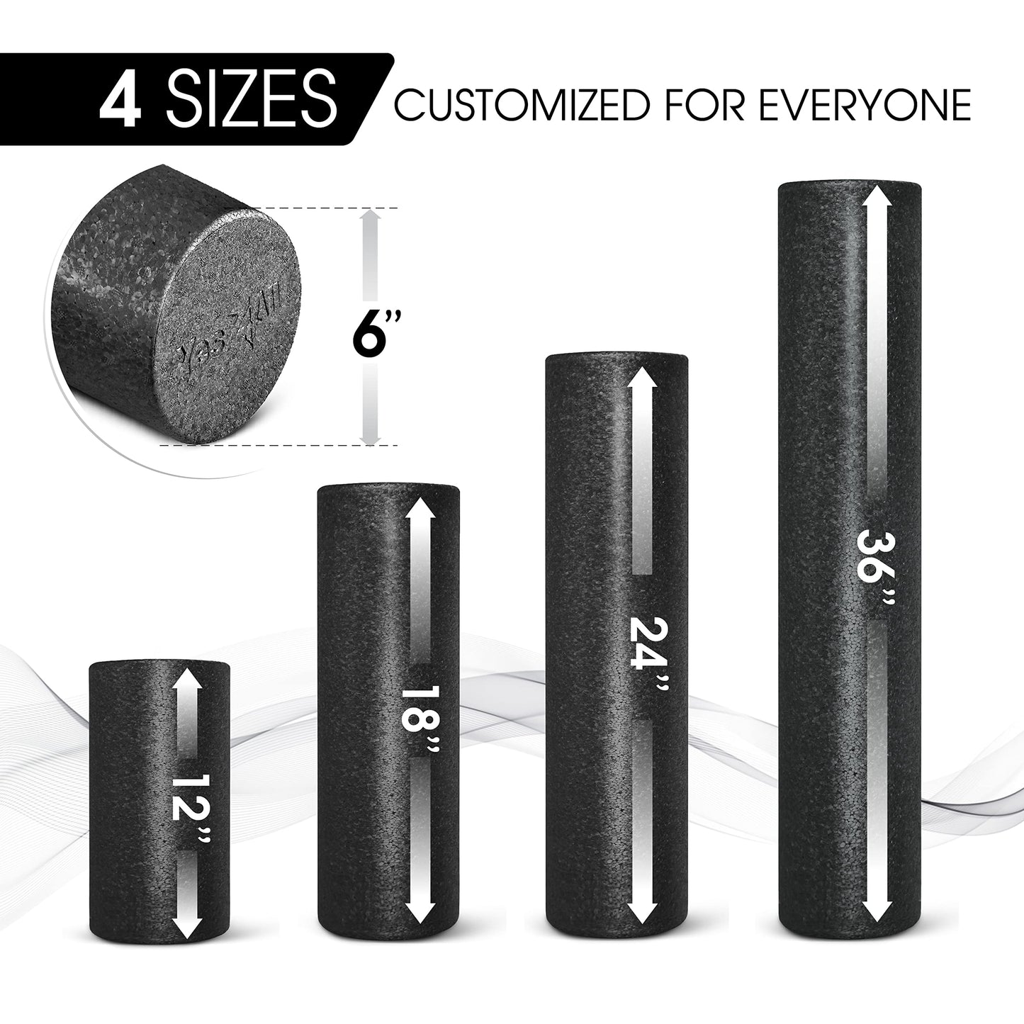 Yes4All Foam Roller, EPP High-Density Material, High Firmness Level, Back Roller for Athlete & Professional, Suitable for Full Body Massage, Yoga & Pilates, Lime, 36 Inch