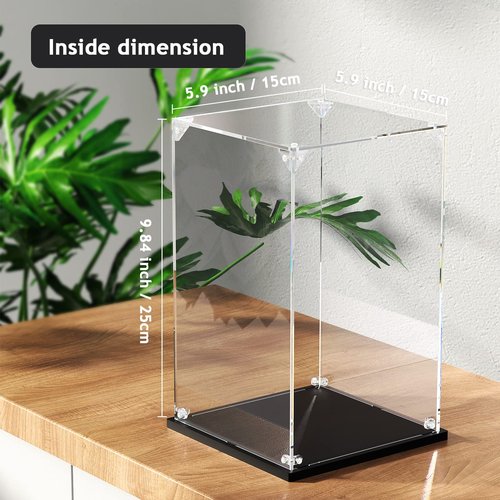 Clear Acrylic Display Case, Self-Assemble Showcase for Collectibles, Action Figures, Dolls, Toys - Alternative Glass Box for Commemorative Gifts (6x6x10 inch, 15x15x25 cm)