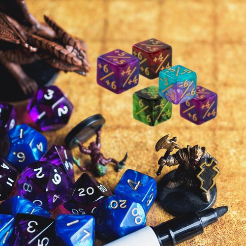 50 MTG Counters Dice Marble Bulk Spindown Life Counter Tokens Dice Buff Tokens Compatible with Magic Card Game Accessories CCG Creature Stats (Red&Green, Purple&Blue)