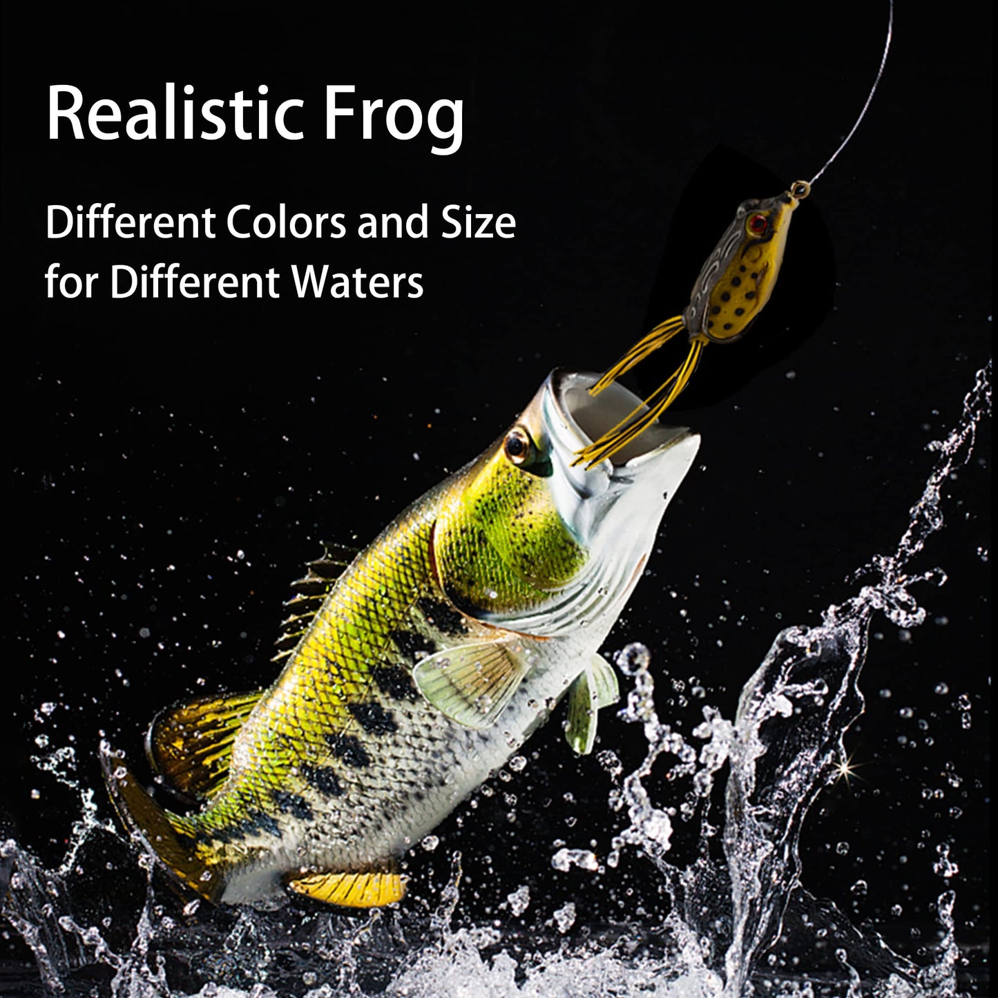 5PCS Topwater Frog Lures Set with Box, Realistic Soft Hollow Body Fishing Lures for Bass Snakehead Pike Bowfin, Weedless Freshwater Simulated Frog Baits