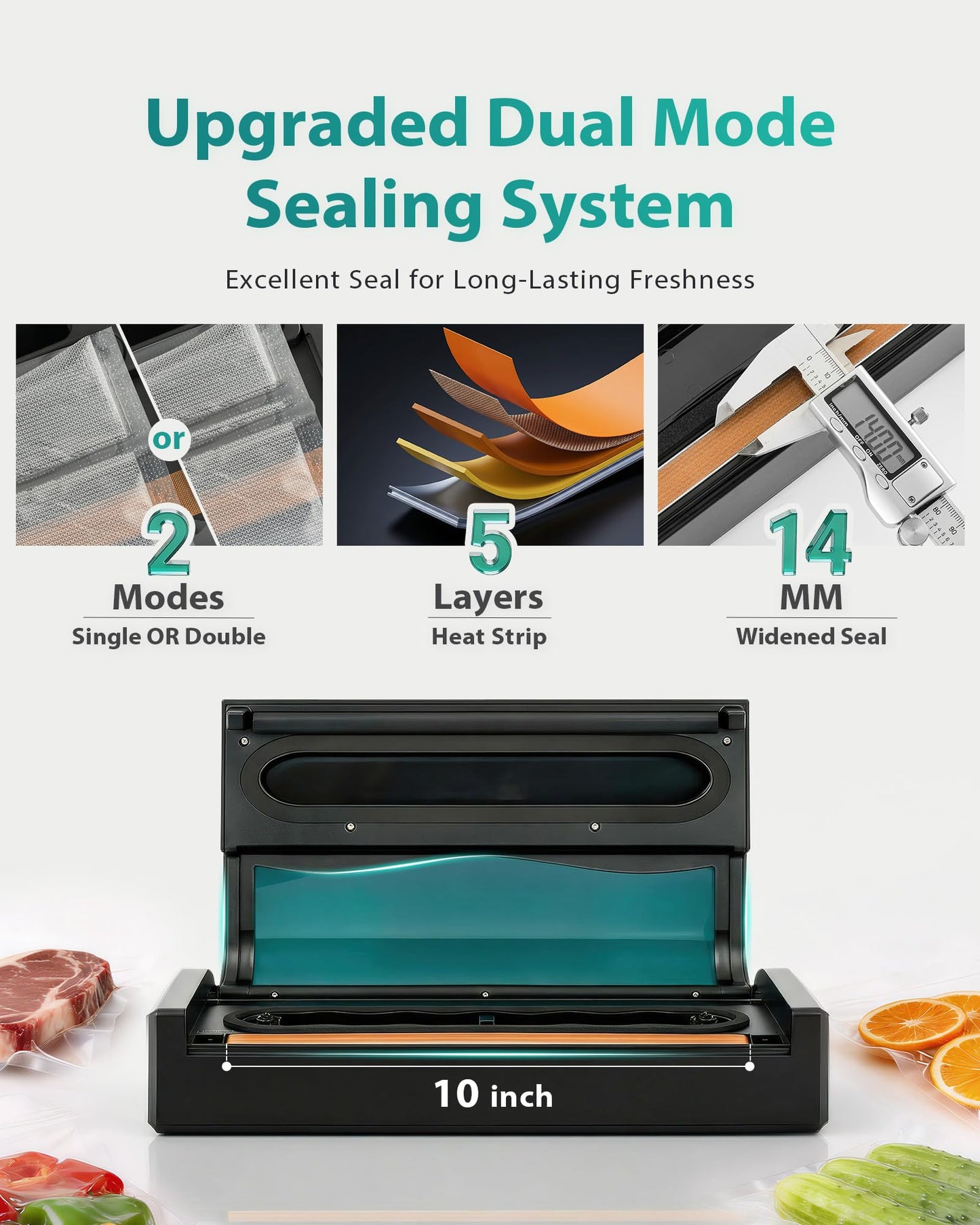 Vacuum Sealer for Food, 90kPa Auto Lock Food Sealer Machine, with Bag Rolls