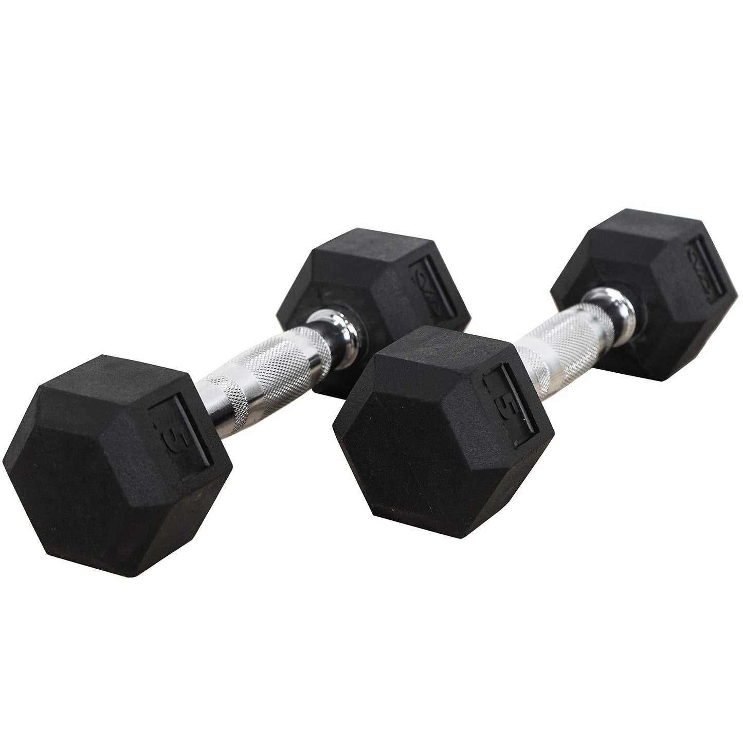 Valor Fitness Rubber Hex Dumbbells, 5 lb Pair, Free Weights for Strength Training, Home Gym Workouts, Muscle Building, Full Body Exercise Equipment