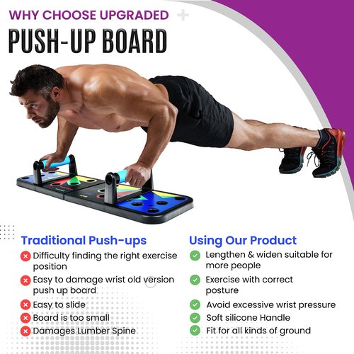 MG Push up Board with 5 Resistance Bands & Jump Rope – Portable Home Gym Equipment for Full Body Workout, Strength Training, Exercise and Fitness – With a Giftable Box & Workout Manual