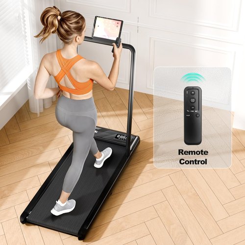 Walking Pad Treadmill, Walking Pad with Handle Bar, 2.5 HP Under Desk Treadmills for Home Office, 3 in 1 Foldable Treadmills Supports Up to 300lbs, Portable Treadmill w/Remote Control & LED Display