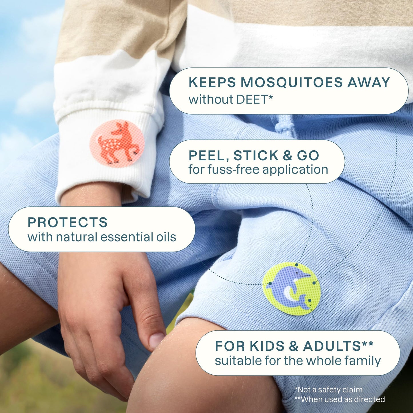 Cliganic Mosquito Repellent Stickers for Kids (180 Pack) - Animal Toddler Patches, Natural DEET-Free, Essential Oil Infused, Insect Repelling Garments