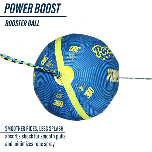NorEast Outdoors Paradise Water Sports - Power Boost Ball with Tow Rope, Towable Tube Rope, Performance Power Boost Ball - Blue/Yellow