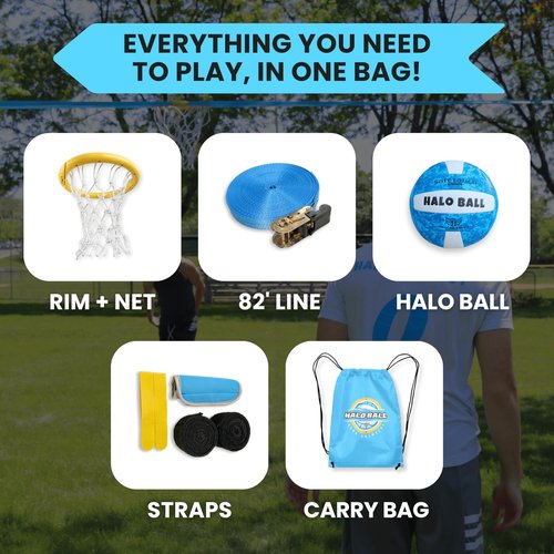 HALO BALL Portable Basketball Hoop with Adjustable Height - Play Floating Outdoor Yard Game at Beach, Lawn, Backyard, Pool, Grass - New Sport for Boys, Girls, Family