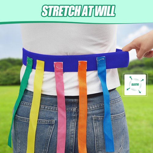 Wettarn 20 Pcs Catch Tail Game Belt Field Day Games Stretchable Catching Training Equipment Colorful Play Sets for Adults Kids Family Party Camping Outdoor Yard Picnic Carnival Games Activities
