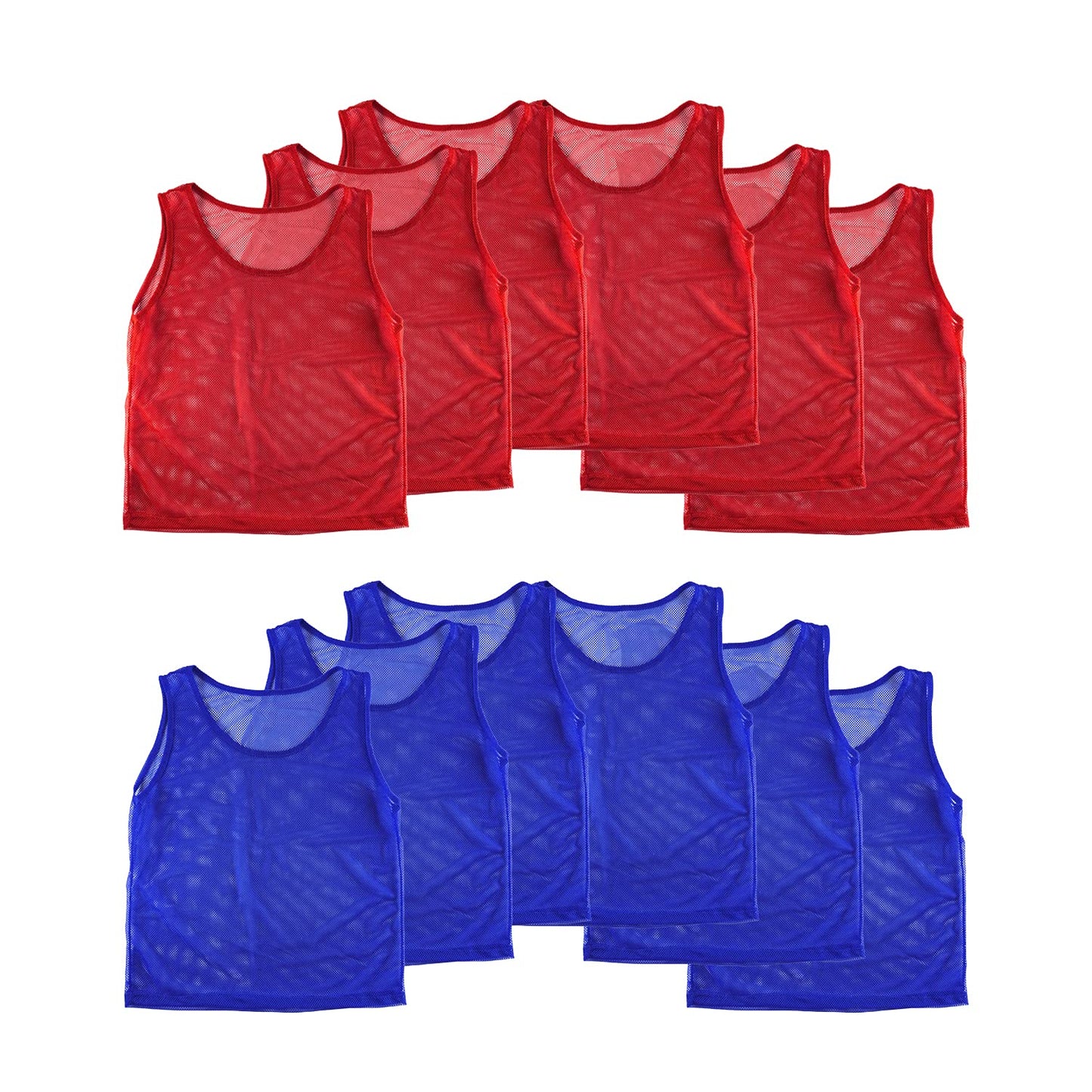 Super Z Outlet 12 Pinnies Scrimmage Vests Team Practice Jersey for Child Youth Teen Lightweight (Red/Blue)