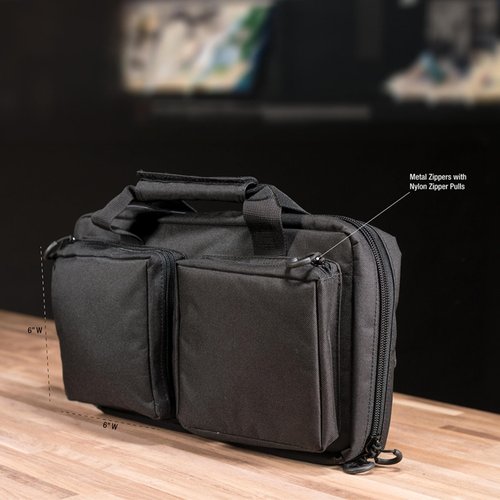 Smith & Wesson M&P Pro Tac Padded Double Handgun Case with Ballistic Fabric Construction and External Pockets for Shooting, Range, Storage and Transport, Black