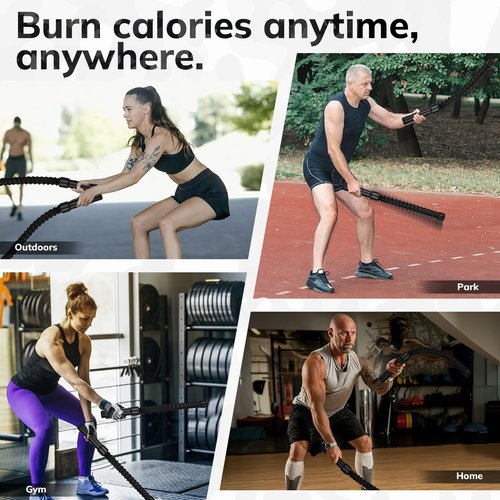 Battle Ropes For Home Gym, Mini Ropeless Exercise Rope Home Gym Equipment, Portable Workout Gadget For Travel, HIIT Workouts, Low-Impact Cardio Training