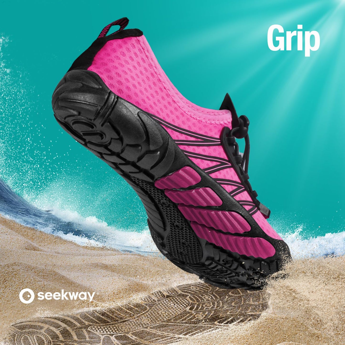SEEKWAY Water Shoes Sports Quick-Dry Barefoot Aqua Beach Pool Lake Swim Boating Hiking Surfing Men Women Rose red SP001