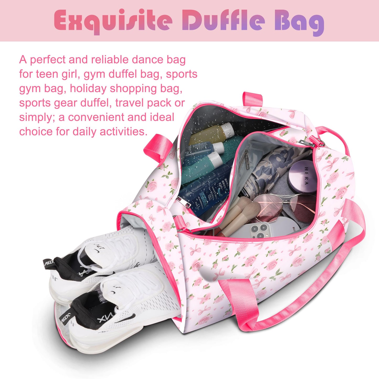 Duffle Bag for Woman Corduroy Gymnastics Sports Bag for Kids Dance Girls with Shoe Compartments