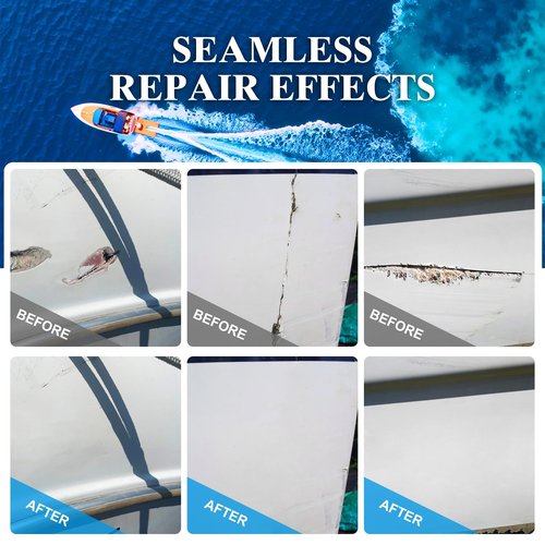 Fiberglass Repair Kit, 100ml White Gel Coat Repair Kit for Boats, Marine Fiberglass Resin Kit for Fixing Holes, Chips, Cracks in Boats, Yacht, Surfboard, Acrylic, Porcelain, Ceramic, Fiberglass Filler
