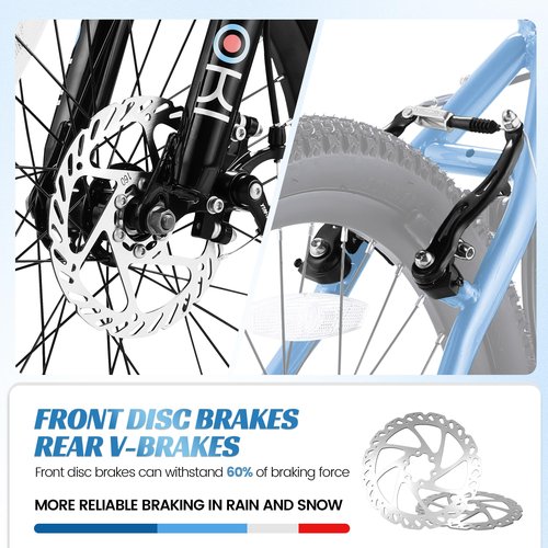 PyroRyd 20 Inch Kids Mountain Bike for Boys Ages 8-12, 7-Speed Drivetrain with Front Suspension, Dual Brake System High Carbon Steel Frame Bicycle for Off-Road and City Riding (Blue-A)
