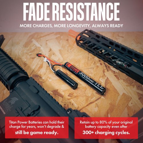 Titan Lithium-Ion Airsoft Battery | 3000mAh 7.4v Stick T-Plug | Maximum Capacity & Performance 7.4 Volt Airsoft Gun Battery
