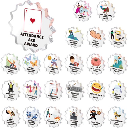 Chunful 24 Pcs Funny Employee Appreciation Awards Gifts Bulk Little Clear Acrylic Reward Colleagues Medallions Motivational Trophy Gifts for Employee Coworker Staff Teacher Nurse Office Team